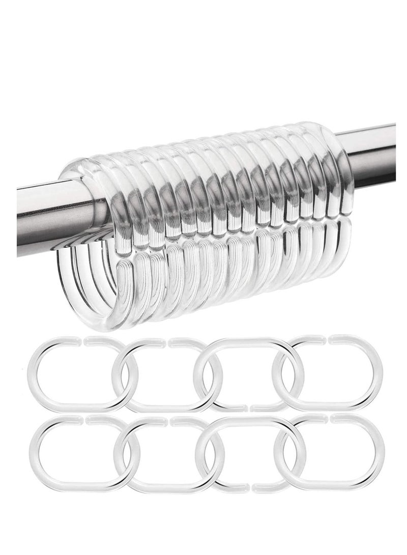 48 Pcs Shower Curtain Hooks Rings,Curtain C Ring Clear Plastic Rings for Bathroom Window Rod Hangers - Image 1